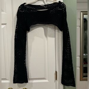 Garage Black Cropped Open Knit Sweater - Size XS